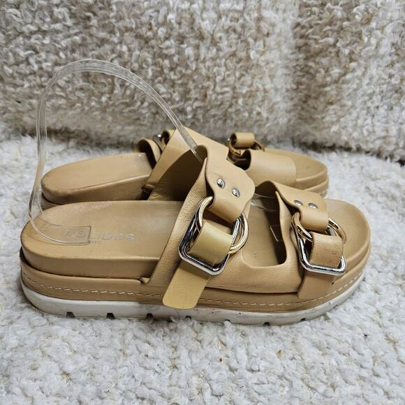 J/Slides Baha Sand Leather Platform Slide Sandals‎ sz 9 - Picture 2 of 7